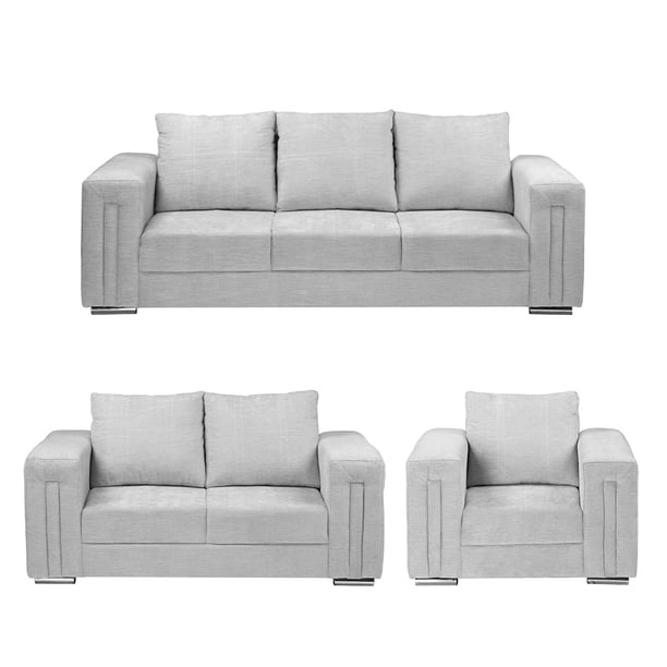 Sala 3-2-1 DICASA Taos (Sofá, Love Seat y Sillón) Plata para Sala