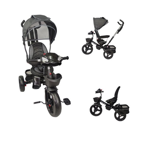 Triciclo para Niños The Baby Shop  para bebés, evolutivo Luz y Sonido Negro - 7 en 1