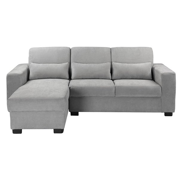 Sofá Love Chaise Izquierdo en L Eros 3 Plazas Gris para Sala