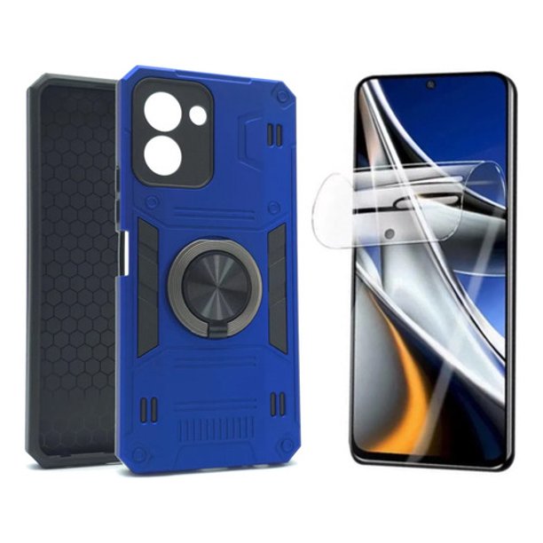 Funda + Mica Icon Case Titan para Tecno Spark Go 3, Carcasa, Protector, Uso Rudo, Protector de Pantalla, Antigolpes, Esquinas Reforzadas, Protección de Cámara - Azul rey