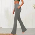 thumbnail image 2 of Amzcrzy Leggings Acampanados Mujer S-2XL - Yoga, Cintura Alta Sin Costura Delantera, Muy Elásticos Cómodos, Color Liso, Bolsillos Gris, 2 of 6