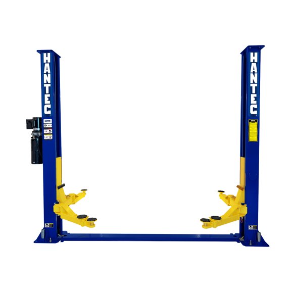 Rampa Hidráulica Automotriz 2 Postes Altura libre HANTEC 10,500 Lbs 110V color Azul