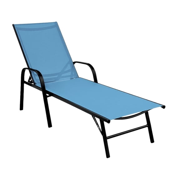 Camastro Reclinable Metálico Textileno Azul Jardín Alberca Terraza