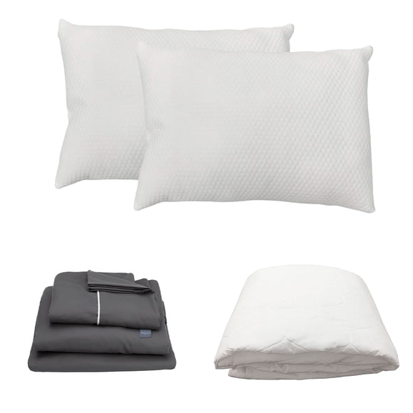 Juego de Sábanas Queen Size Royal Gris Oxford + Protector de Colchón + 2 Almohadas Frosty