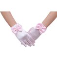 thumbnail image 1 of Guantes de niña de flores Guantes de malla cortos de encaje para boda (Rosa), 1 of 3