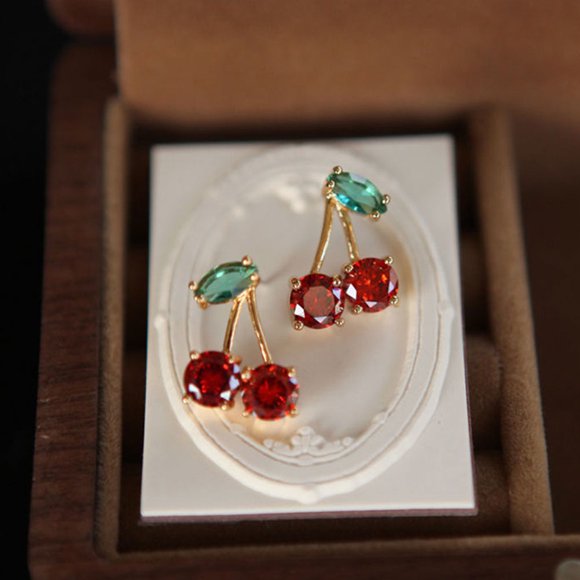 TABLZONE 1Par Aretes De Cereza Y Atractivos Para Mujer Con Material Resistente