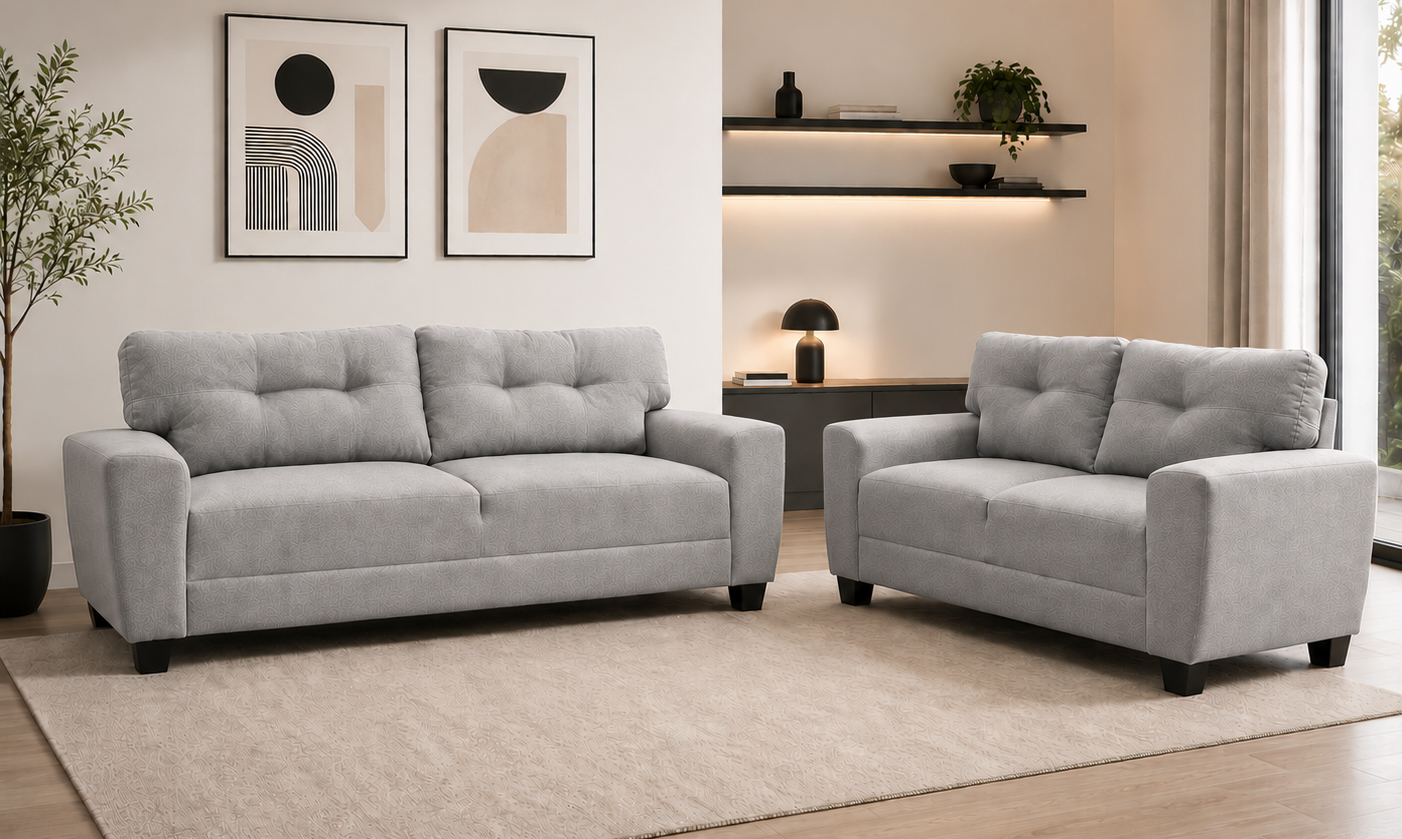 Sala Modular 3-2 El Bazar Store Sidney Lino nacional Gris Plata Sofá Love seat