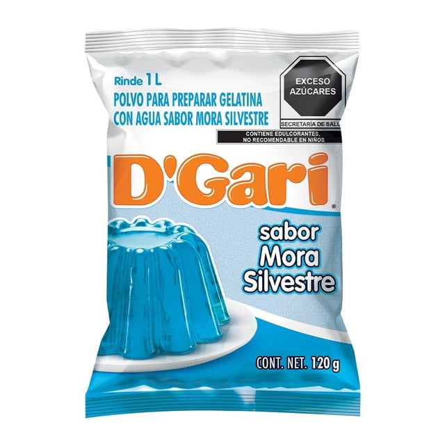 Polvo para preparar gelatina D' Gari de agua sabor mora silvestre 120 g