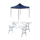 thumbnail image 1 of Paquete Toldo Plegable Azul 3x3 + 2 Mesas Plegables Blancas  180 cm Tipo Portafolio LOOMBER, 1 of 6