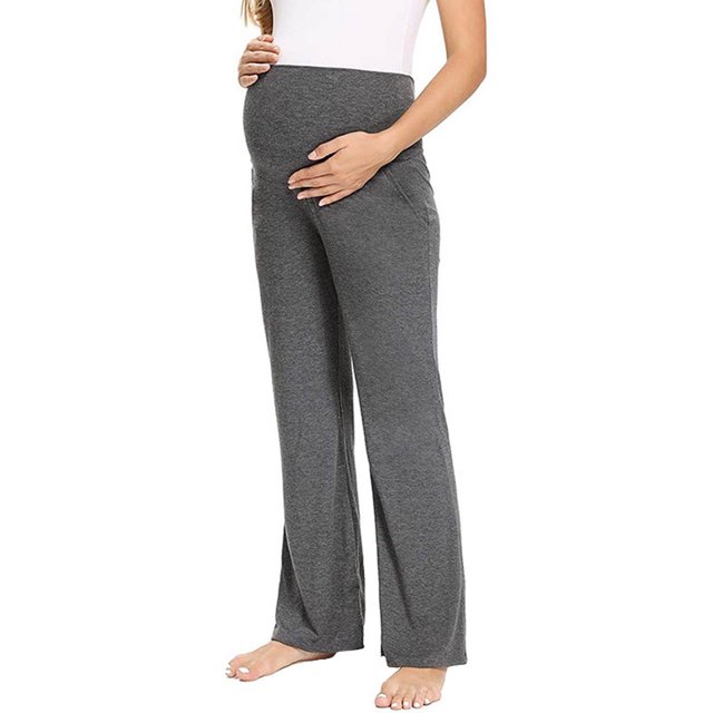 ShomPort Women's Maternity Pants Solid Color High Waist Straight Leg Maternity Sweatpants Fall Maternity Lounge Pants