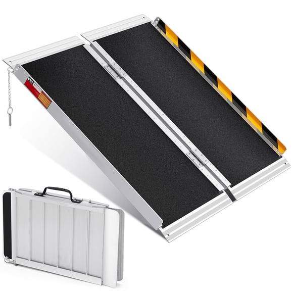 Rampa Plegable de Aluminio para Sillas de Ruedas y Scooters - Ultraligera y Portátil con Superficie Antideslizante y Bloqueo de Seguridad - Capacidad de 272 kg - Ideal para Coches, Puertas
