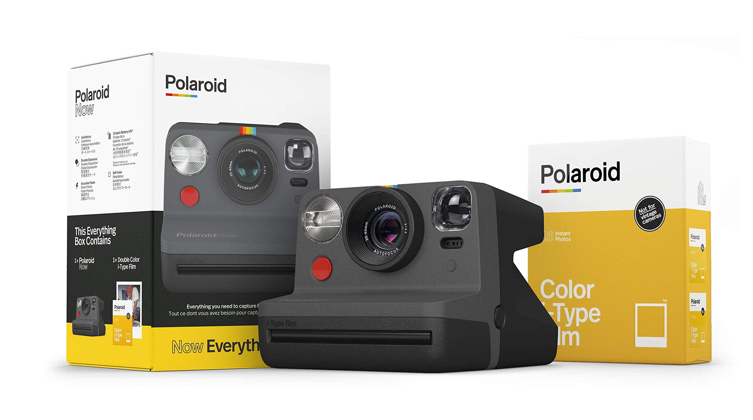 Cámara Polaroid Originals Now I-Type con paquete de películas, color negro