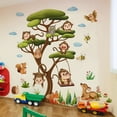 thumbnail image 1 of Pegatina de pared con diseño de mono, búho y árbol del bosque para habitación infantil, decoración de guardería, 1 of 6