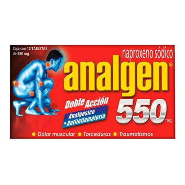 Analgen doble acción 550 mg 12 tabletas