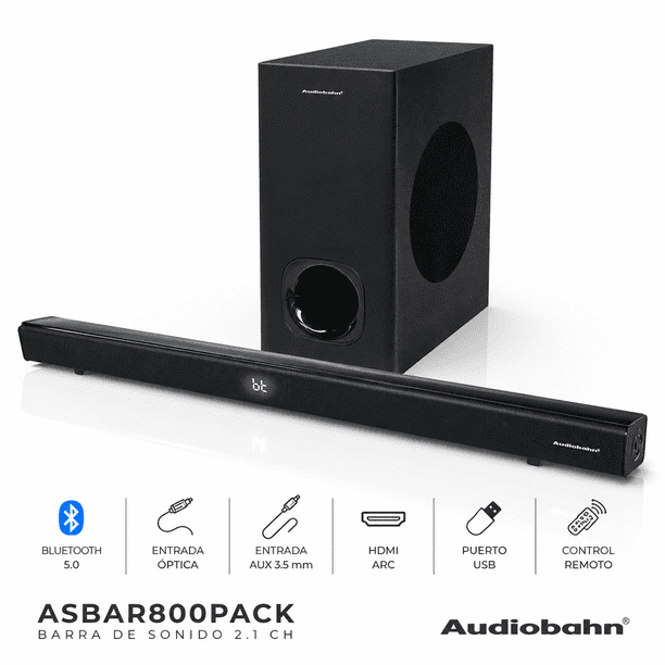 Barra de Sonido Audiobahn ASBAR800PACK con Subwoofer 2.1