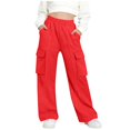 thumbnail image 2 of Pantalones de pana para niñas, cintura elástica, corte holgado, cordón ajustable, bolsillos, pantalones casuales para niñas con pana de mezcla de algodón de textura suave, tallas de 5-6 a 14-15 años., 2 of 5