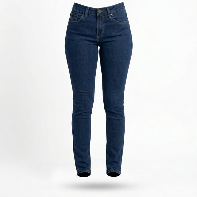 jeans cimarron para mujer, skinny stone oscuro talla 15 vista frontal centrada con silueta ajustada y cintura regular; denim oscuro con costuras visibles, cinco bolsillos y botón metálico, corte skinny hasta el tobillo sobre fondo blanco; ideal para uso casual diario y suele usarse como básico versátil en el guardarropa.
