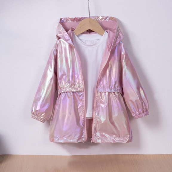 Chaqueta con capucha de primavera para niñas, ligera, suave y transpirable, ideal para actividades al aire libre. Abrigo con cremallera y cuello vuelto. Colores variados. Tallas: 90-130.