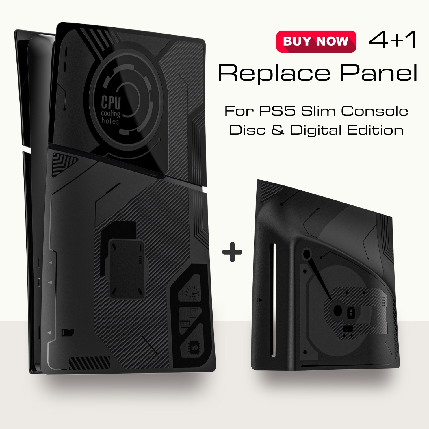 Cubierta frontal 5 en 1 para PS5 Slim para consolas PS5 Slim Disc y Digital Edition, paneles protectores de repuesto compatibles con los accesorios de PS5 Slim