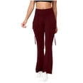 thumbnail image 1 of Amzcrzy Leggings Acampanados Mujer Cintura Alta Elásticos Yoga Ligeros Realzan Glúteos Color Liso Ajustado Casuales Bolsillos Laterales Tallas S-2XL Rojo, 1 of 7