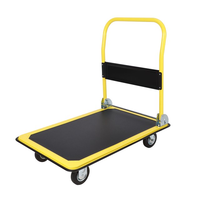 Yeshouse Carro de mano - Plataforma de transporte de acero con ruedas de goma, carro plegable de alta resistencia para carga, mudanza y almacenamiento en el hogar, garaje y almacén