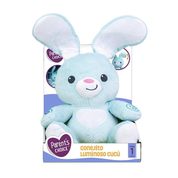 Conejito Peak a Boo Parent's Choice Pancita luminos y orejas movibles