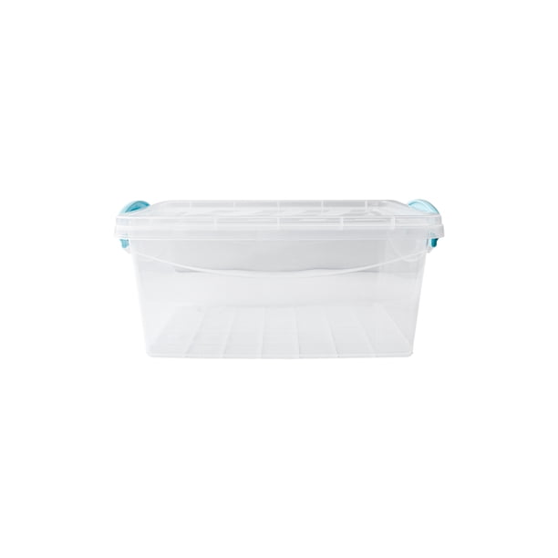 Contenedor de Plástico Transparente con Tapa y Asa con Cierre Clip, Recipiente Organizador Versátil Multiusos Transparente para Fácil Identificación, Capacidad 600 ml