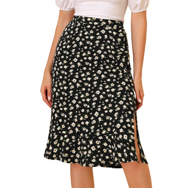 Falmidi dividicon botones en espaly dobladillo con volantes florales pamujer Negro L