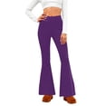 thumbnail image 1 of Amzcrzy Pantalones Acampanados Para Mujer Pantalones De Yoga Elásticos, De Pierna Ancha Y Cintura Alta, De Color Liso, Que Controlan El Abdomen Pantalones Ligeros Y Suaves Para Mujer S-2XL Morado, 1 of 6