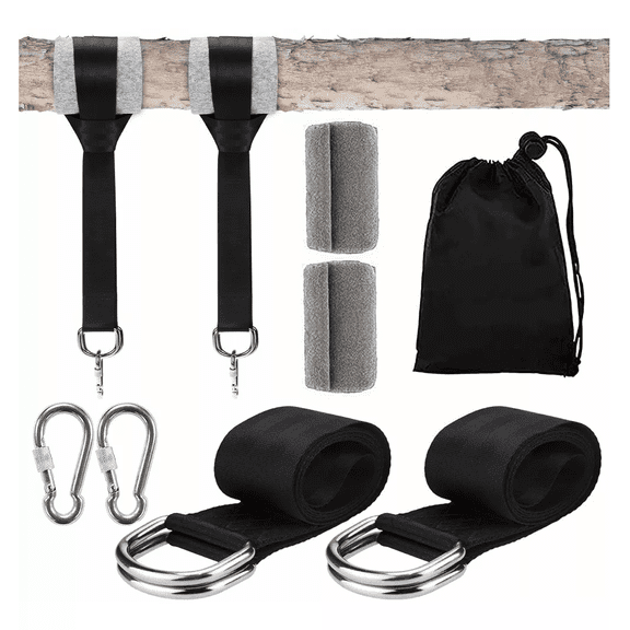 Kit De Soga Y Gancho De Hamaca Columpio Hamaquero Accesorios Negro