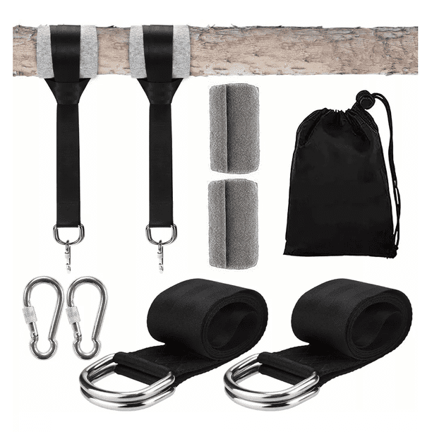 Kit De Soga Y Gancho De Hamaca Columpio Hamaquero Accesorios Negro