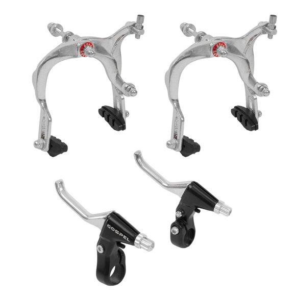 Juego de frenos caliper Gospel para bicicleta de Aluminio plata con palancas de freno negras