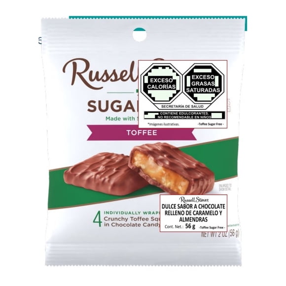 Dulce sabor chocolate Russell Stover relleno de caramelo y almendras 56 g