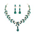 thumbnail image 1 of 1 juego de collar y pendientes de moda, joyería de diamantes de imitación para novia, accesorios para vestido de novia para mujer (verde), 1 of 7