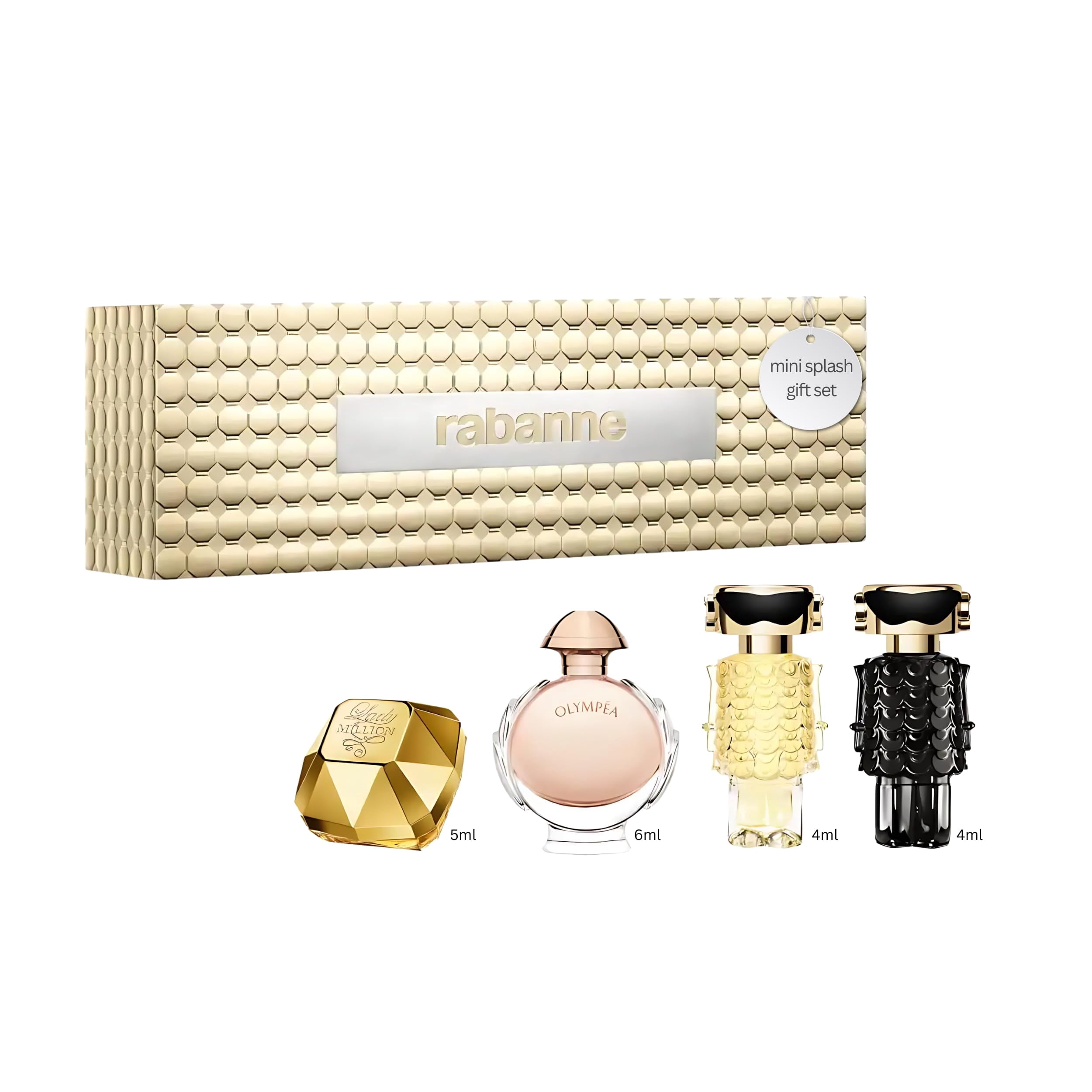 Set de regalo de perfume Paco Rabanne Lady Million Olympea Fame 4 fragancias 0.14 onzas líquidas