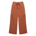 thumbnail image 5 of TaTaai Women's Loose Casual Solid Color Straight Cargo Long Pants Drawstring Elastic Waist Comfortable Work Pants with Pockets Breathable Soft All Season Daily Commute Wear Gift, 5 of 5