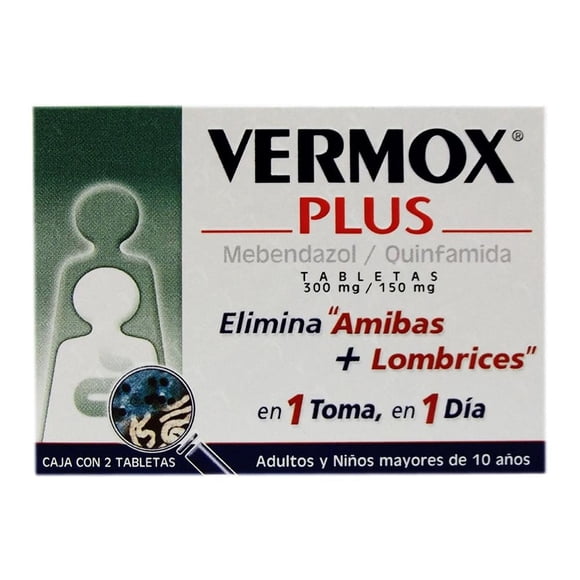 Desparasitante Vermox Plus 300 mg/150 mg 2 tabletas