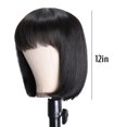 thumbnail image 4 of Peluca de Bob corto negra de 12 pulgadas, pelucas de cabello humano con flequillo, pelucas sin encaje frontal, peluca Bob hecha a máquina, pelucas de uso diario para fiesta y Cosplay, 4 of 4