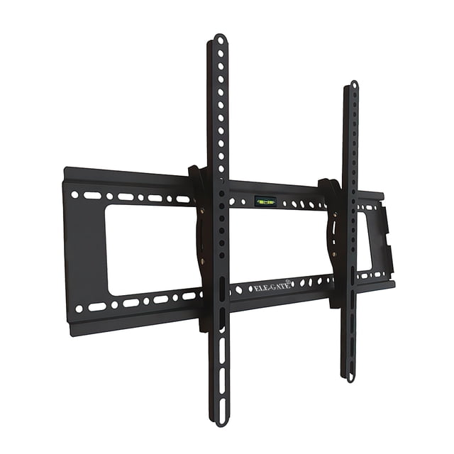 soporte de pared fijo ele-gate para tv de 40 a 80 pulgadas extralargo — vista frontal 3/4 de montaje fijo con dos rieles horizontales perforados y cuatro barras verticales ajustables; acabado metálico negro, nivel de burbuja integrado y orificios VESA compatibles de 200x200 a 800x400 mm; incluye accesorios de instalación y es adecuado para televisores LCD/LED/Plasma de 42" a 80"; también se suele usar para montar monitores ultrapanorámicos en salas de reuniones.