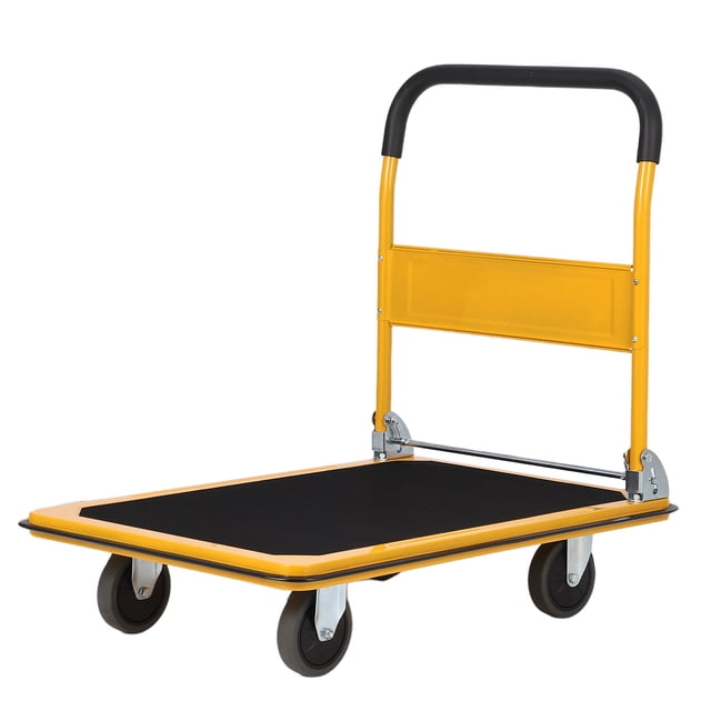 Yeshouse Carro de mano - Plataforma de transporte de acero con ruedas de goma, carro plegable de alta resistencia para carga, mudanza y almacenamiento en el hogar, garaje y almacén