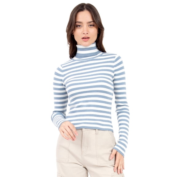 Playera Para Mujer Quarry A Rayas Con Cuello Alto Color Azul