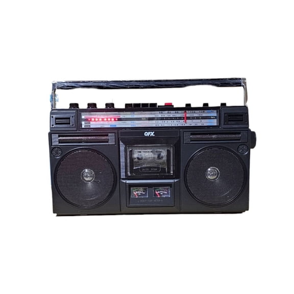 J-240BT QFX Radio Grabadora Retro: Graba y Reproduce Casetes, Conecta Vía Bluetooth, Reproduce MP3 en USB/TF, Sonido Dual, 4 Bandas de Radio