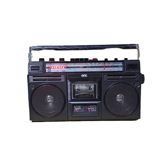 J-240BT QFX Radio Grabadora Retro: Graba y Reproduce Casetes, Conecta Vía Bluetooth, Reproduce MP3 en USB/TF, Sonido Dual, 4 Bandas de Radio