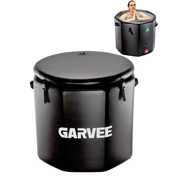 Bañera de Hielo Inflable de 186 Galones para Recuperación Muscular y Crioterapia - Portátil, con Tapa Aislante - Uso Interior/Exterior - Compatible con Enfriador - Negro