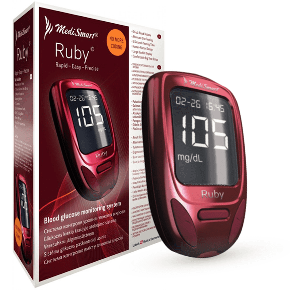 Glucómetro Ruby - Medidor de Glucosa en Sangre (Solo equipo) - MediSmart