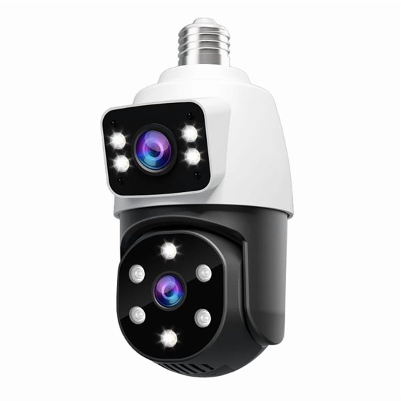 Cámara de Vigilancia Inalámbrica PTZ con Bombilla de 4 MP, Wifi, Lente Dual de 2 MP, Visión , Seguimiento Humano, Monitor de Seguridad para Bebés