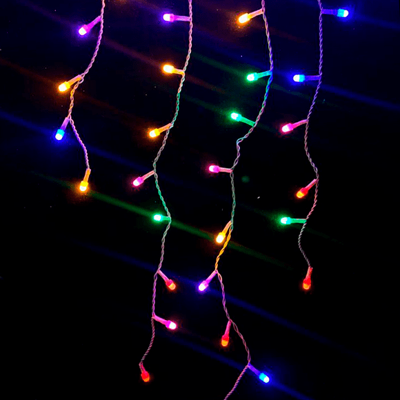 Cascada de Luces La Merced Navideña Decorativa Luz Led Multicolor Pastel 500 Focos 8 Funciones Cable Blanco 10 m