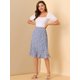 thumbnail image 3 of Falda midi Allegra K con botones y volantes florales Morado claro S, 3 of 6