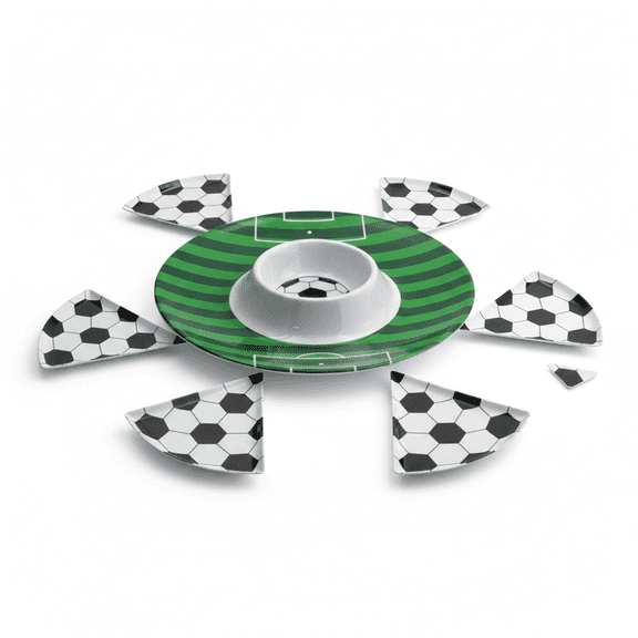 Juego Botanero Circular Mundial 33 cm con Recipiente Central y 6 Platos para Pizza