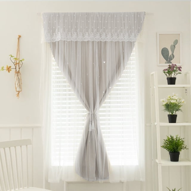Embroidered Sheer Curtains - Light Filtering Opaque Phantom Mesh White Window Screen For Living Room Bedroom